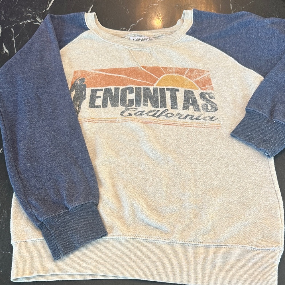 Women's Blue and Cream Jersey style Sunset Sweatshirt-M
